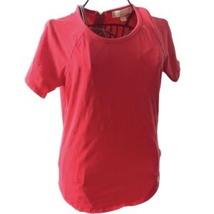 Michael Kors Pink Crewneck Short SleeveTop Size Medium Gold Accents